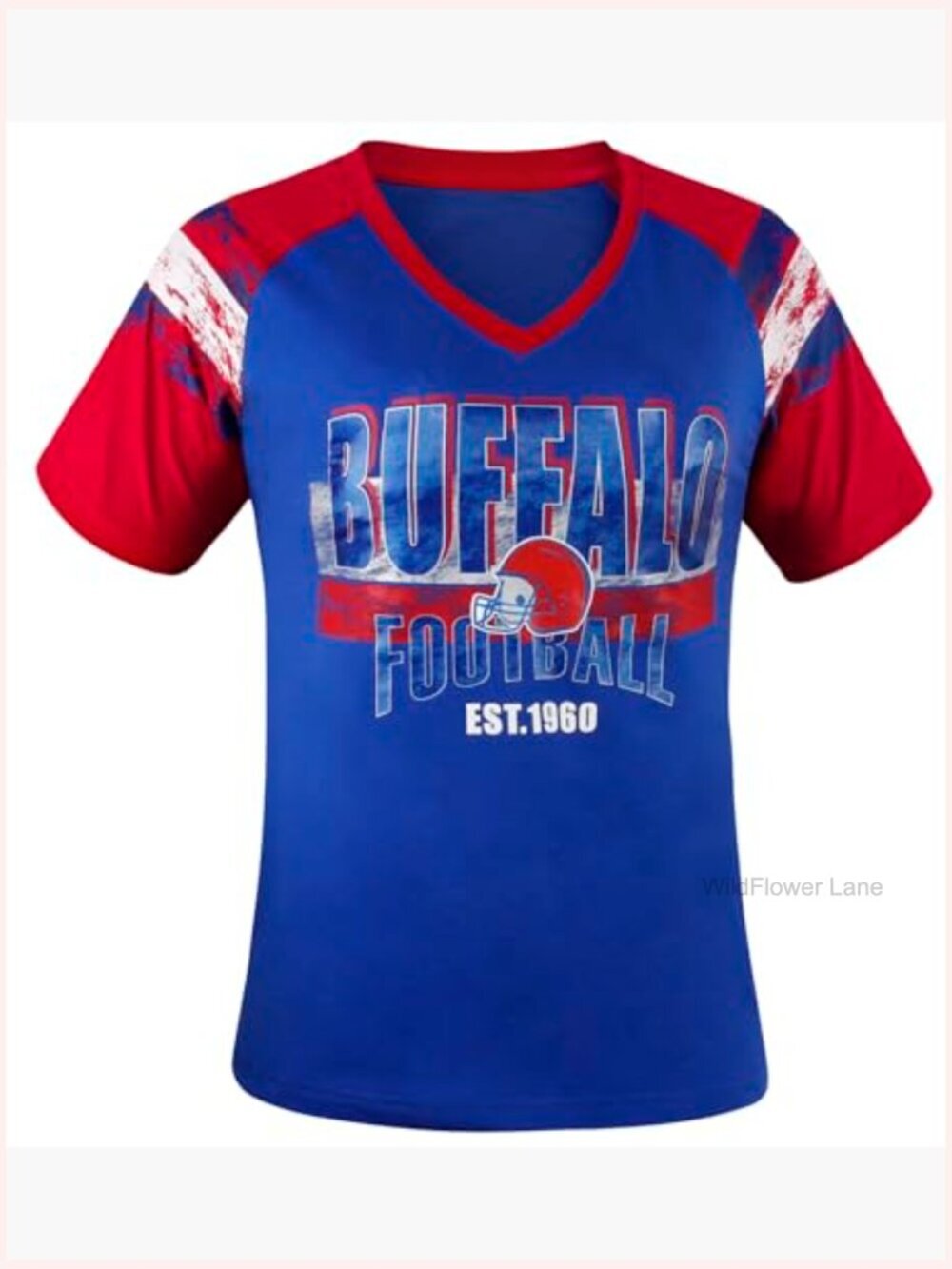Women's Football Raglan Sleeve V-Neck T-Shirt Fan Gear Tee - Picture 3 of 7